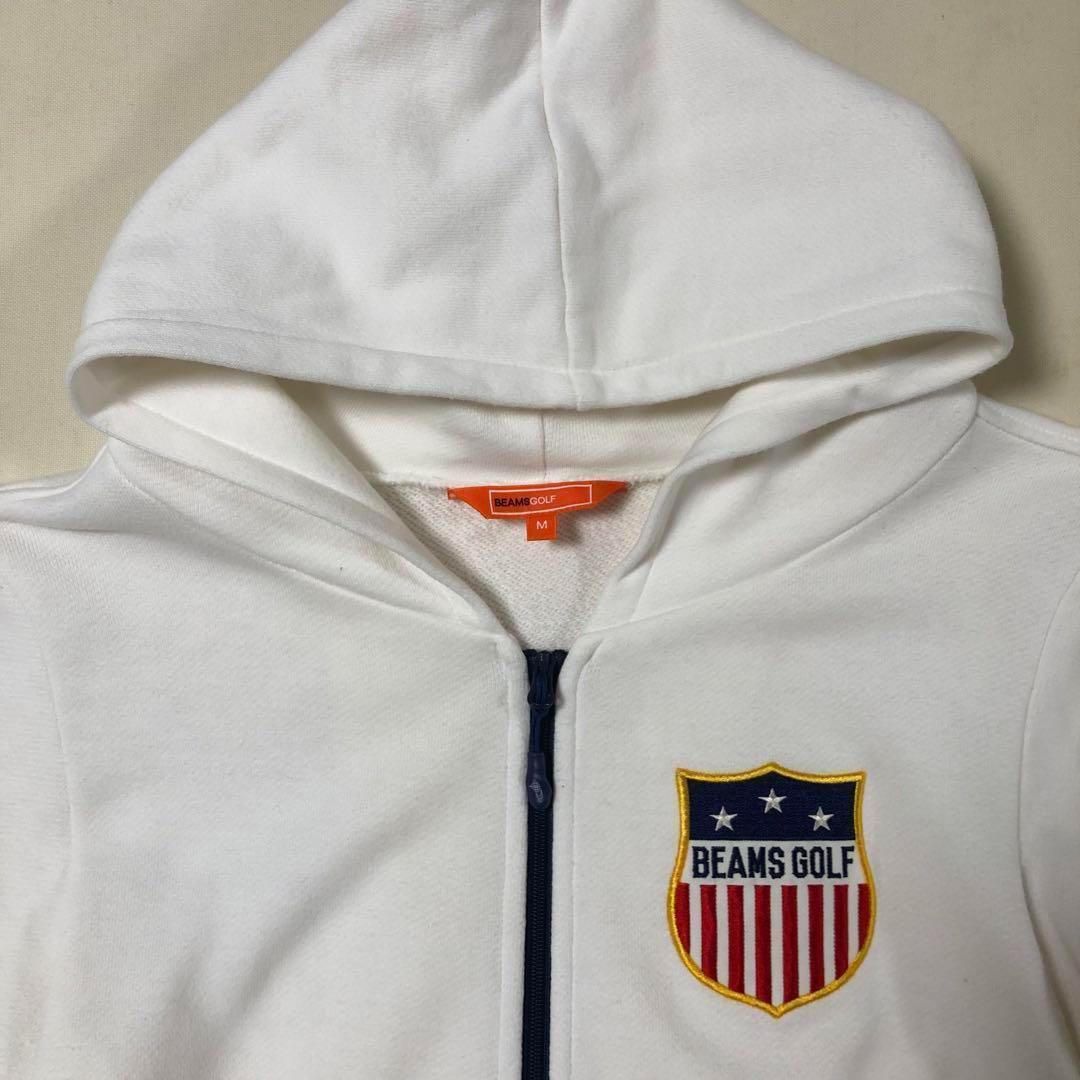 ビームスゴルフ◆オレンジレーベル ダブルジップ パーカー◆ホワイト Mサイズ