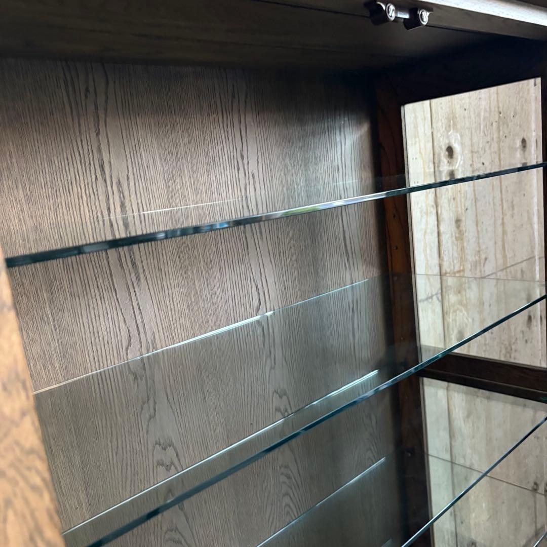 旭川家具　勇峰工芸　猫脚キャビネット　飾り棚　ギャラリーボード　道産ナラ材