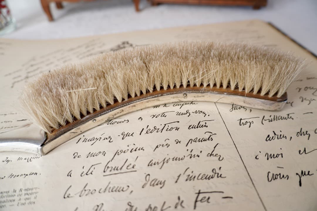 フランス アンティーク シルバープレート ダストパン ブラシ セット