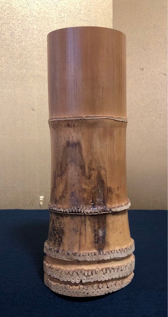 割引‼️《R》茶道具 竹花入 竹器師 西川媒玄作 落とし付 共箱 251022い5