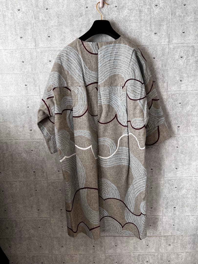 ☆美品【KAMISHIMA CHINAMI YELLOW】波模様柄長袖ワンピース