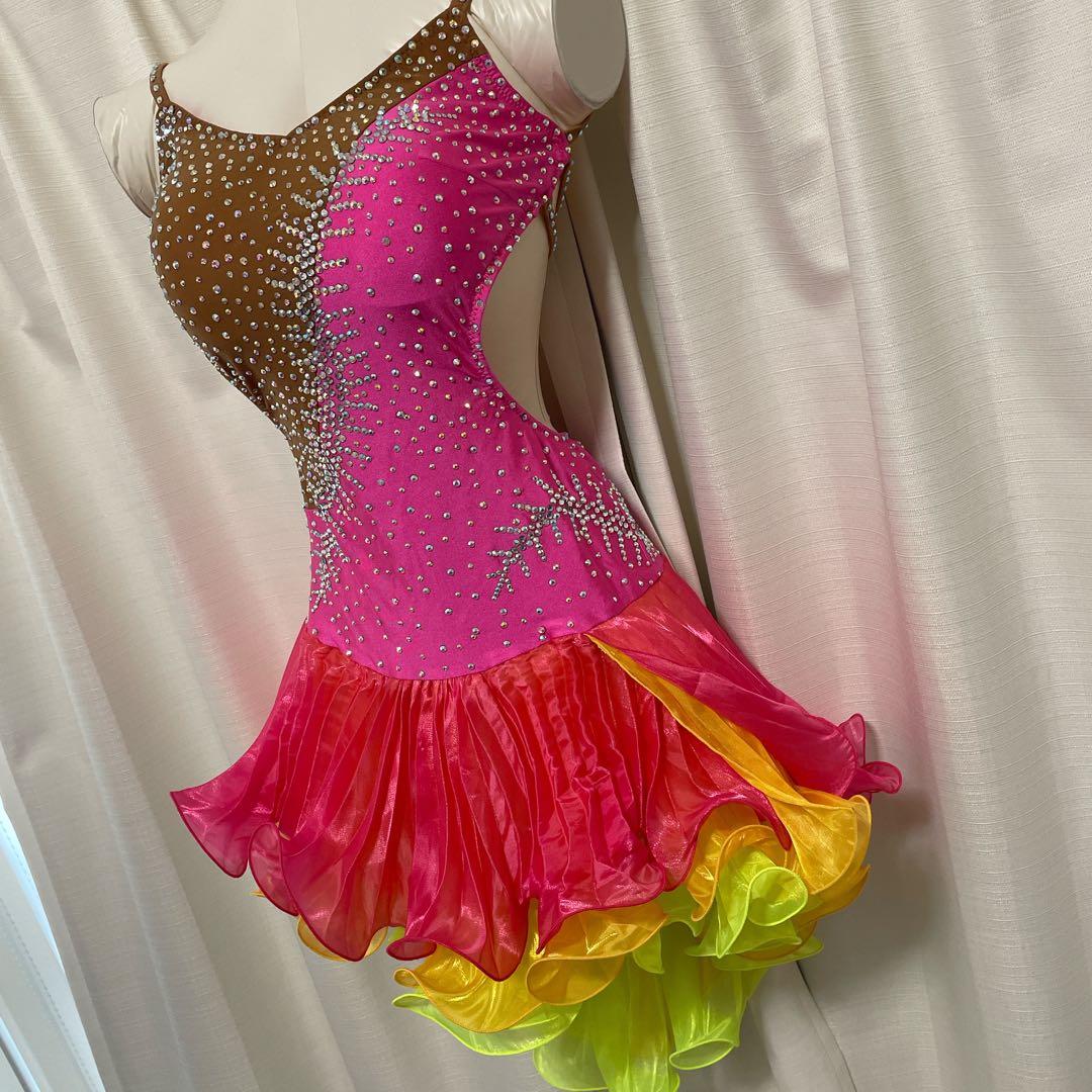 ラテンドレス S〜M 社交ダンスドレス デモ 競技会 胸パッド インナーパンツ