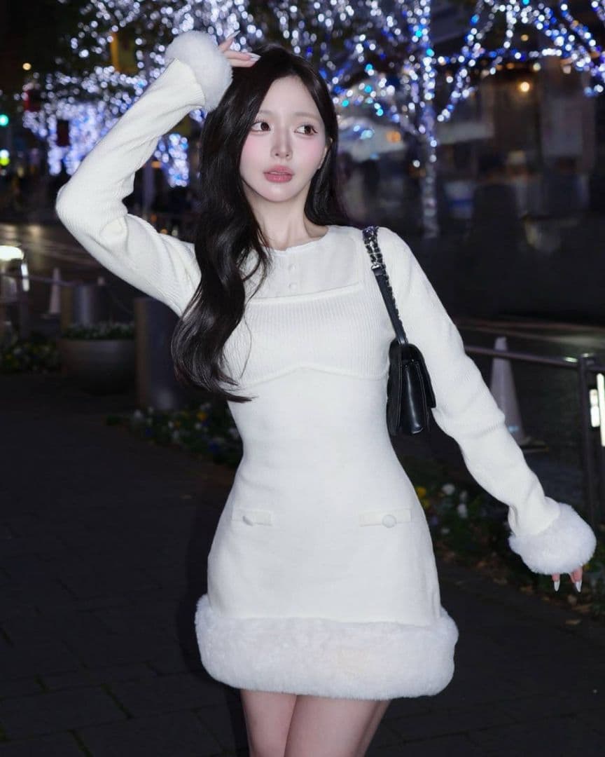 ダーリッチ フリーサイズ ビジューケープニットミニワンピース