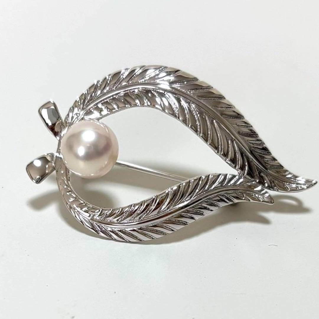 【極美品】MIKIMOTO ミキモト パール　ブローチ　コサージュ　リーフ