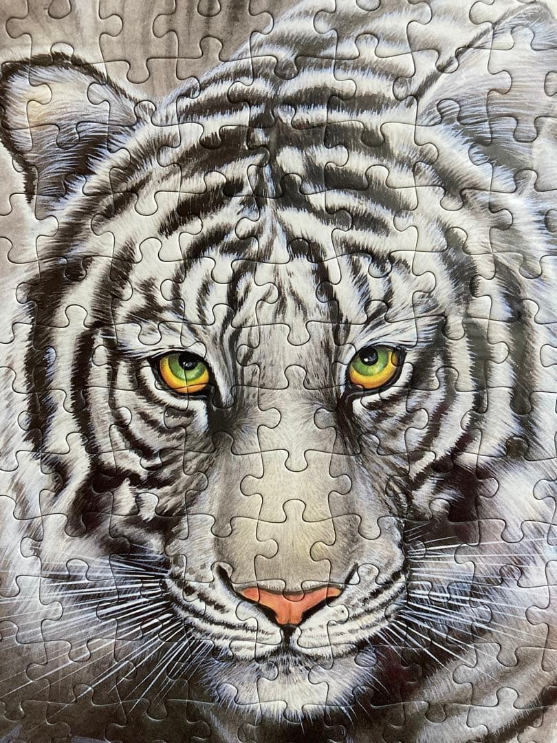 千P⑤松竹林の虎　ジグソーパズル　金色アルミ額74×51㎝　パネル完成品　白黒