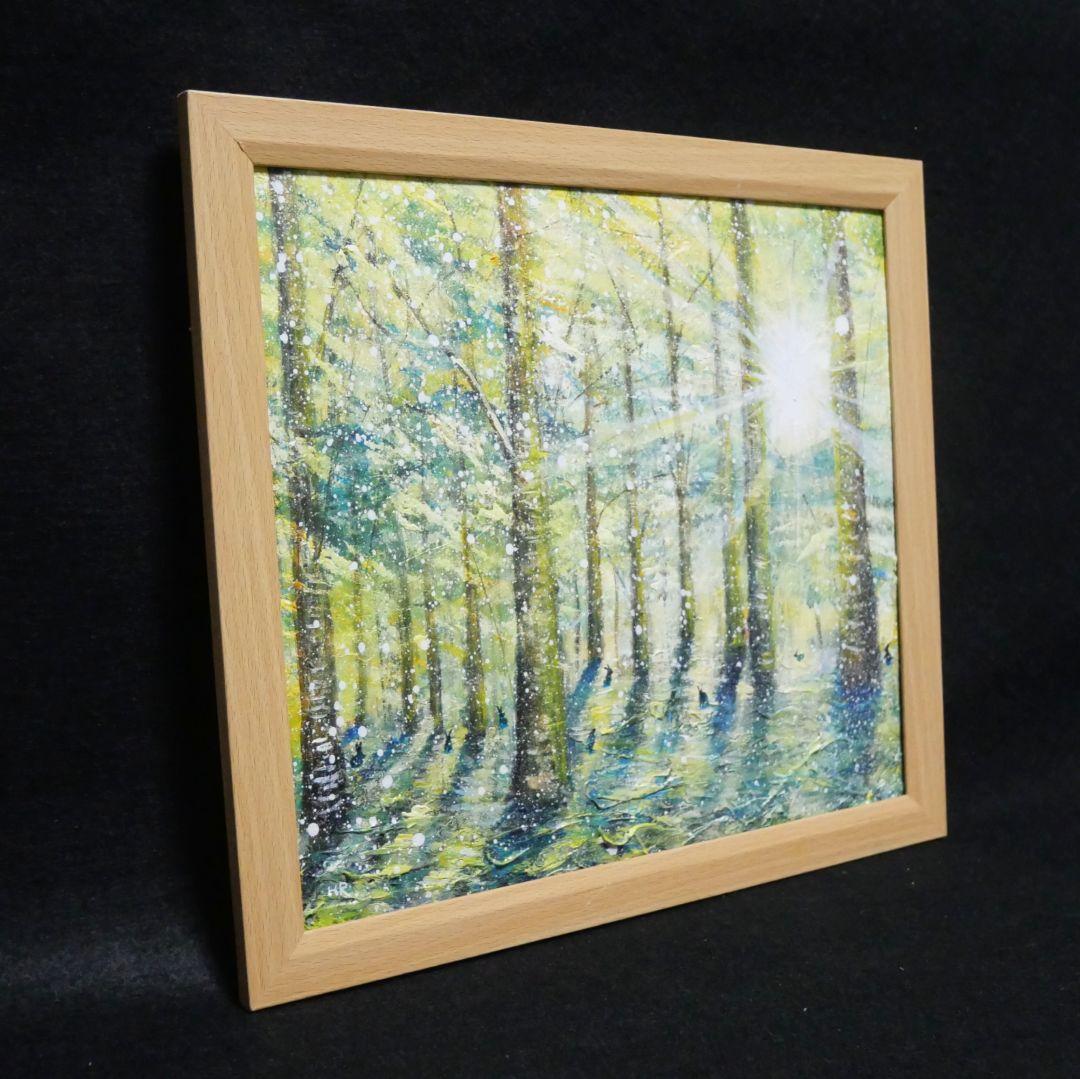 油絵 油彩 油彩画 絵 絵画【雪の朝日小さいウサギ達】