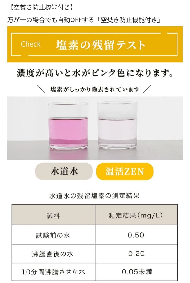 【洗浄沸かしのみほぼ新品】白湯メーカー 温活zen