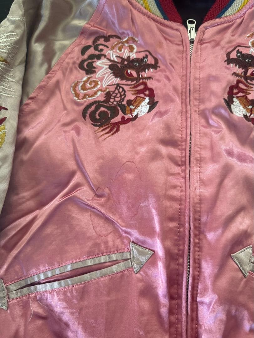 HOUSTONスカジャン リバーシブルでピンクで七福神 ビンテージ 20年前