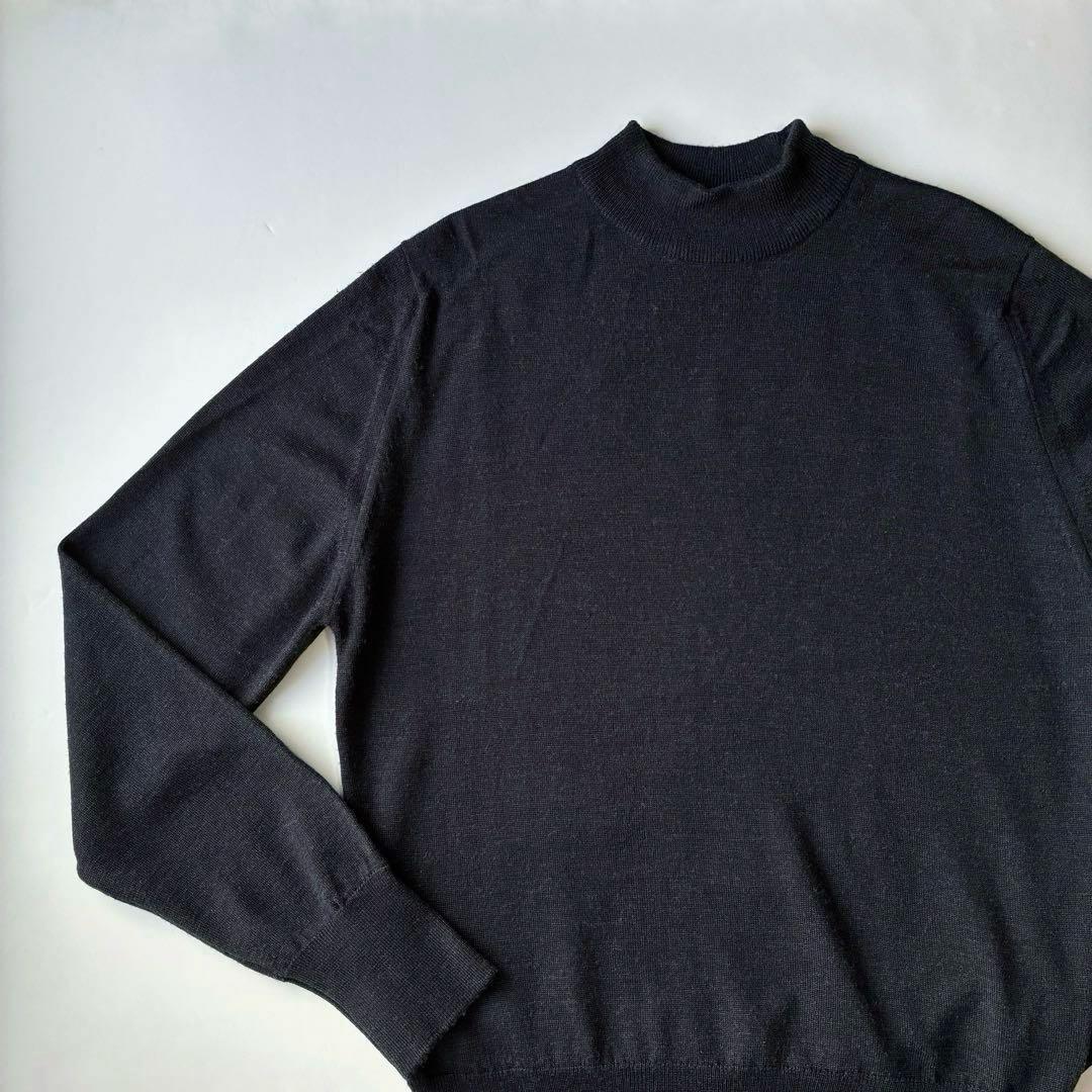 美品 英国製 JOHN SMEDLEY 30G モックネックニット セーター