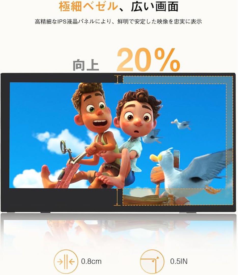 344 モバイルモニター 15.6インチ モバイルディスプレイ 自立型 ケース付