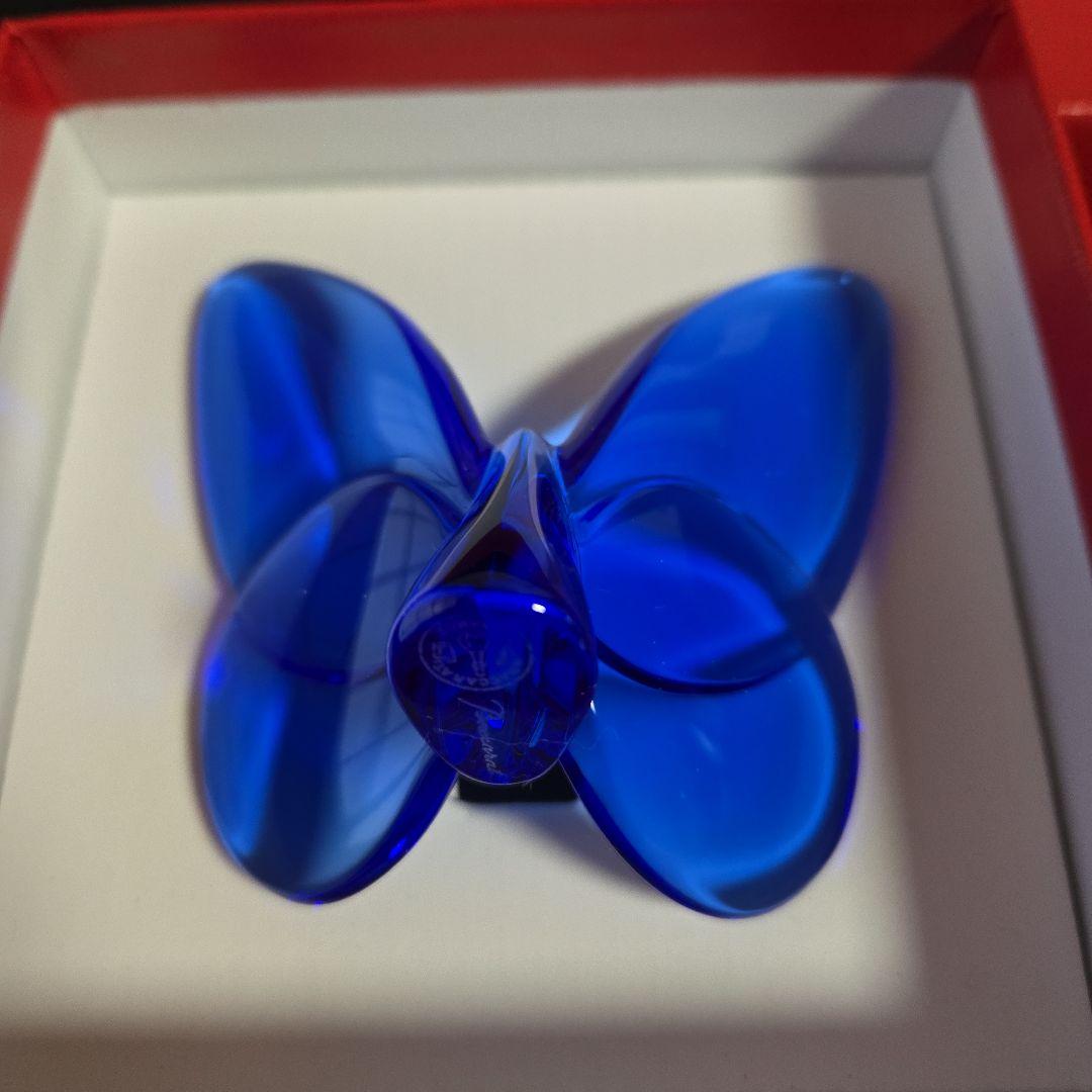 【未使用極美品】バカラ　ラッキーバタフライ　ブルー　工芸品　置き物