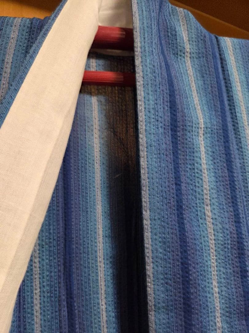 阿波しじら織 鰹縞 正藍染 木綿 着物 浴衣【コメント欄必読お願いします】