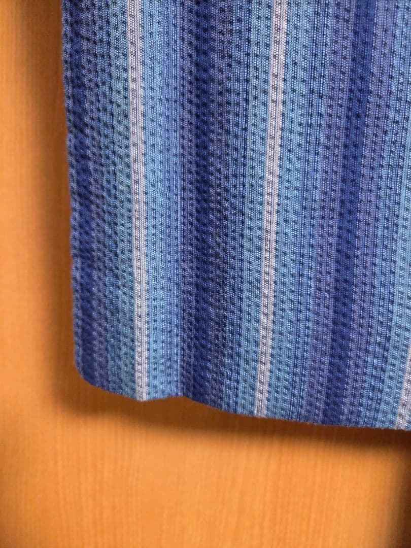 阿波しじら織 鰹縞 正藍染 木綿 着物 浴衣【コメント欄必読お願いします】