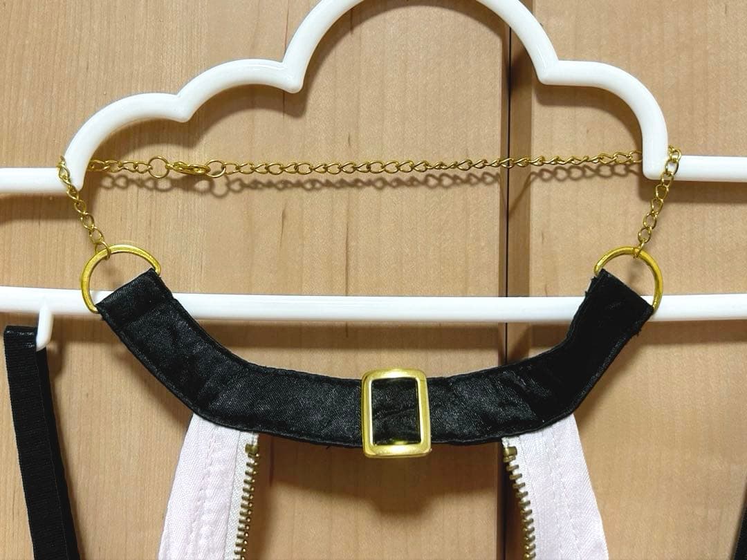 タグ付き♡GOLDS♡ハートチャーム＆ダブルジッパー♡チョーカー付きトップスPK