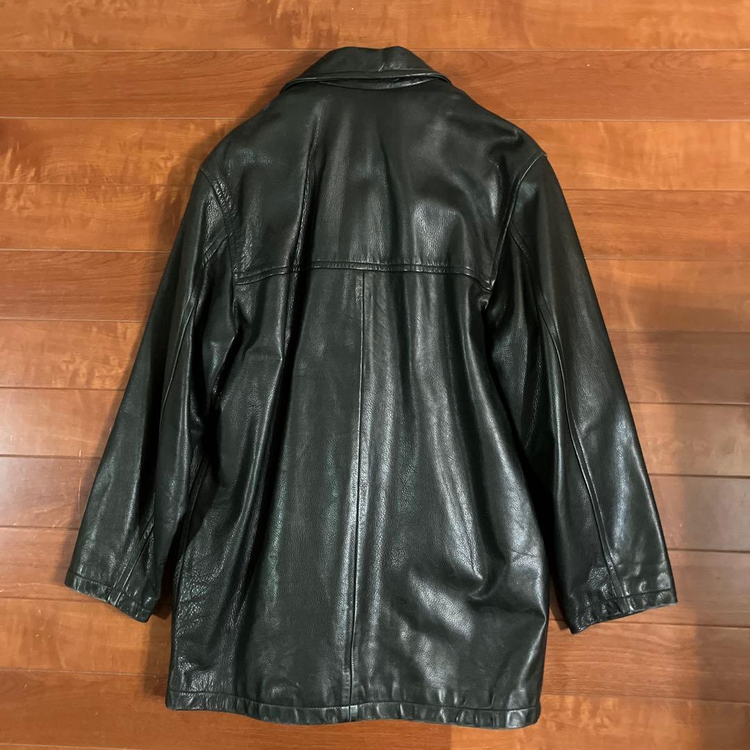COACH ブラックレザー コート　Ｌ　牛革