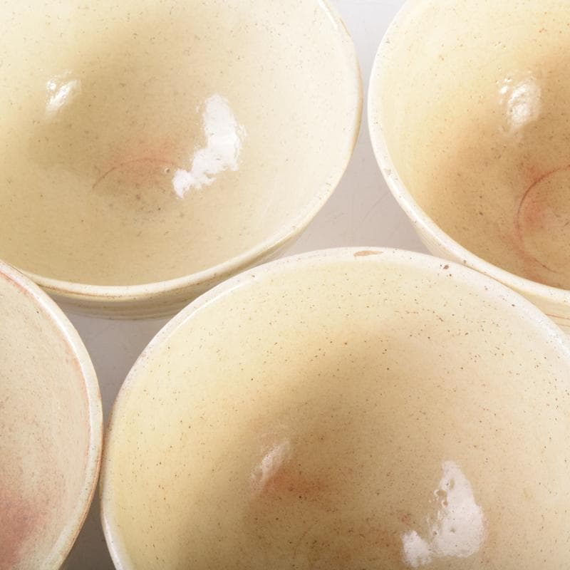 茶道具　志野焼　絵志野　西山窯　数茶碗　五客　合わせ箱　V　7016A