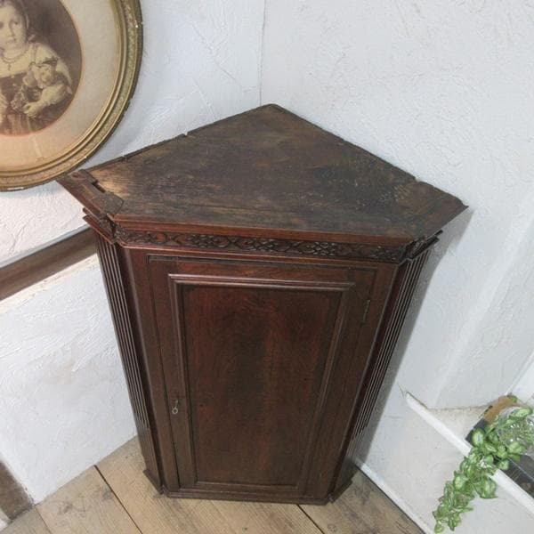 イギリス アンティーク 家具 コーナーキャビネット 飾り棚 英国 6298c