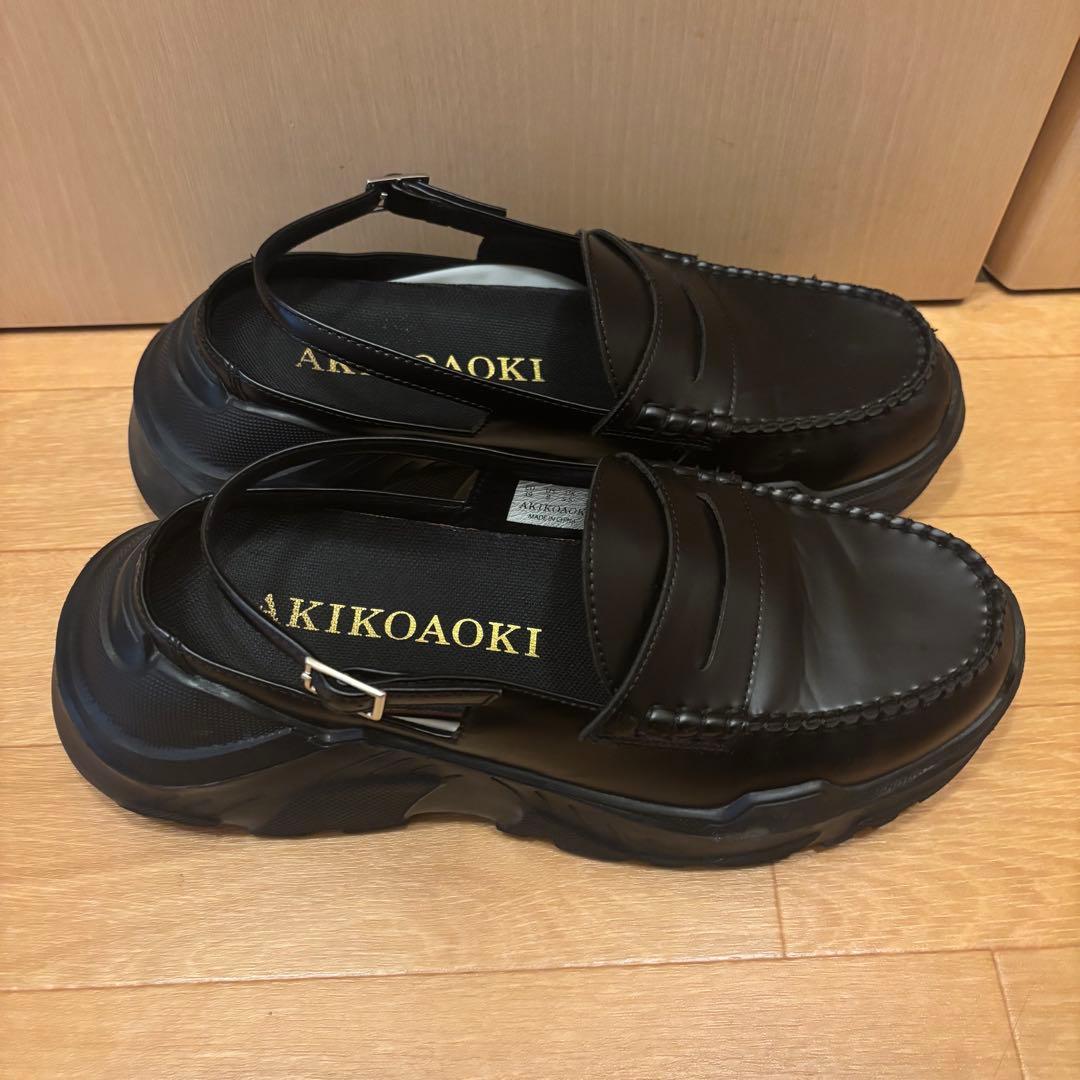 ユ*ン様 最安値！AKIKOAOKI ブラック ローファー 厚底