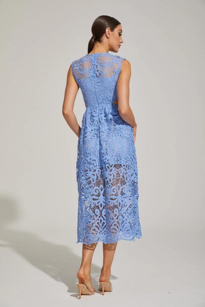 コ*マ様 セルフポートレイト ワンピース レース ブルー UK8 未使用 Cut