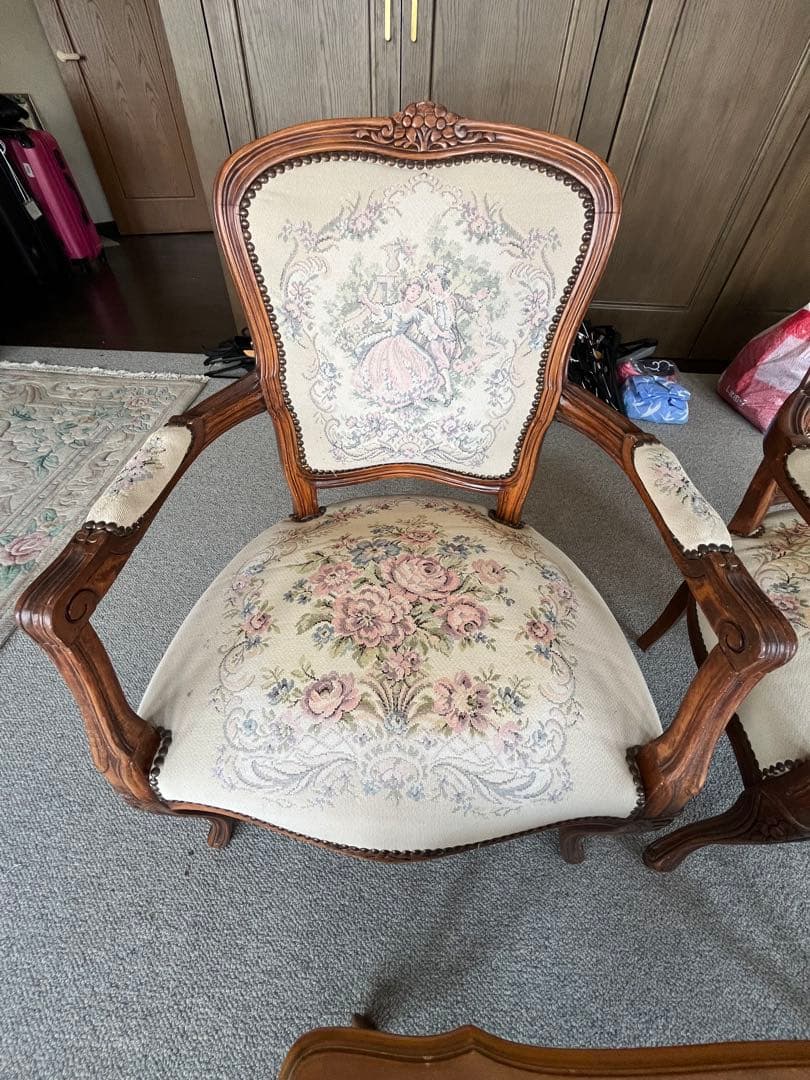 ③バラ売り不可　①〜④セット販売のみ　ロココ調 ゴブラン織り 猫脚　応接セット