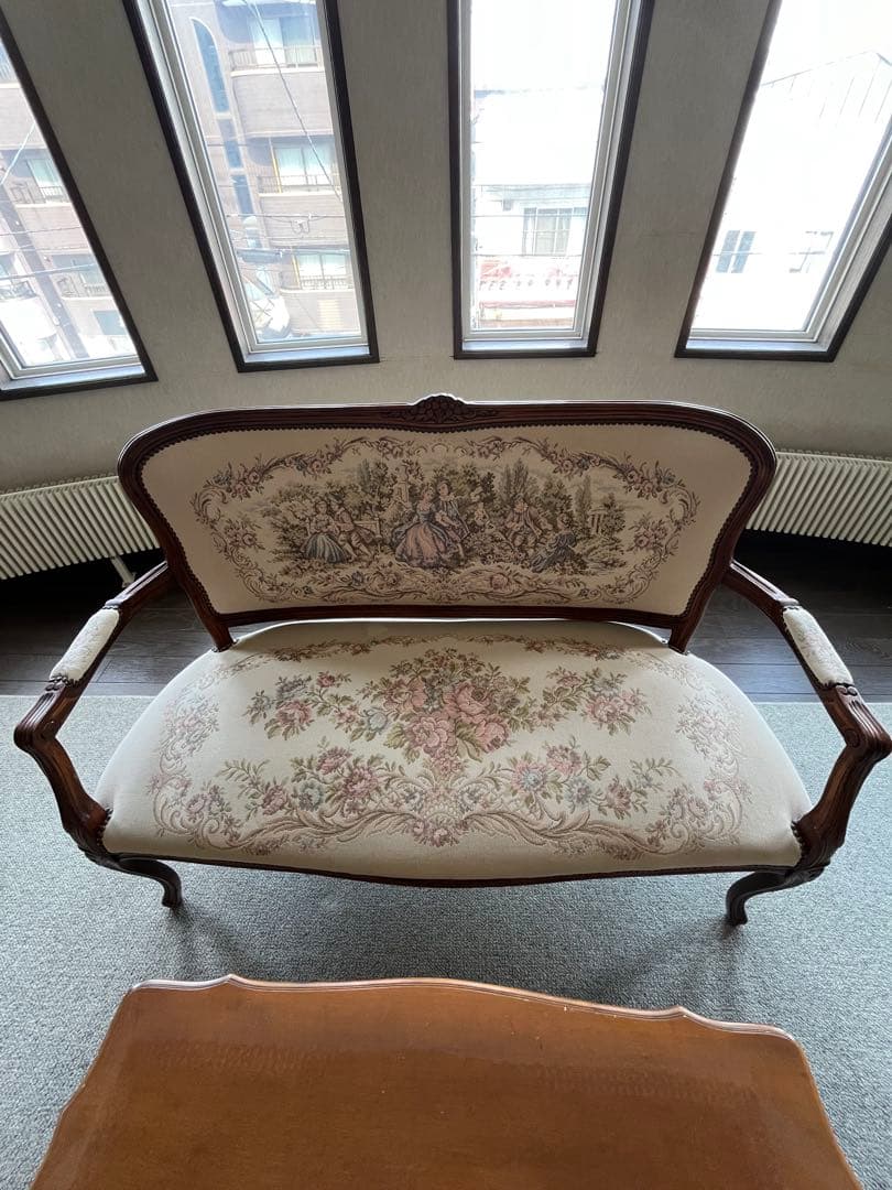 ③バラ売り不可　①〜④セット販売のみ　ロココ調 ゴブラン織り 猫脚　応接セット