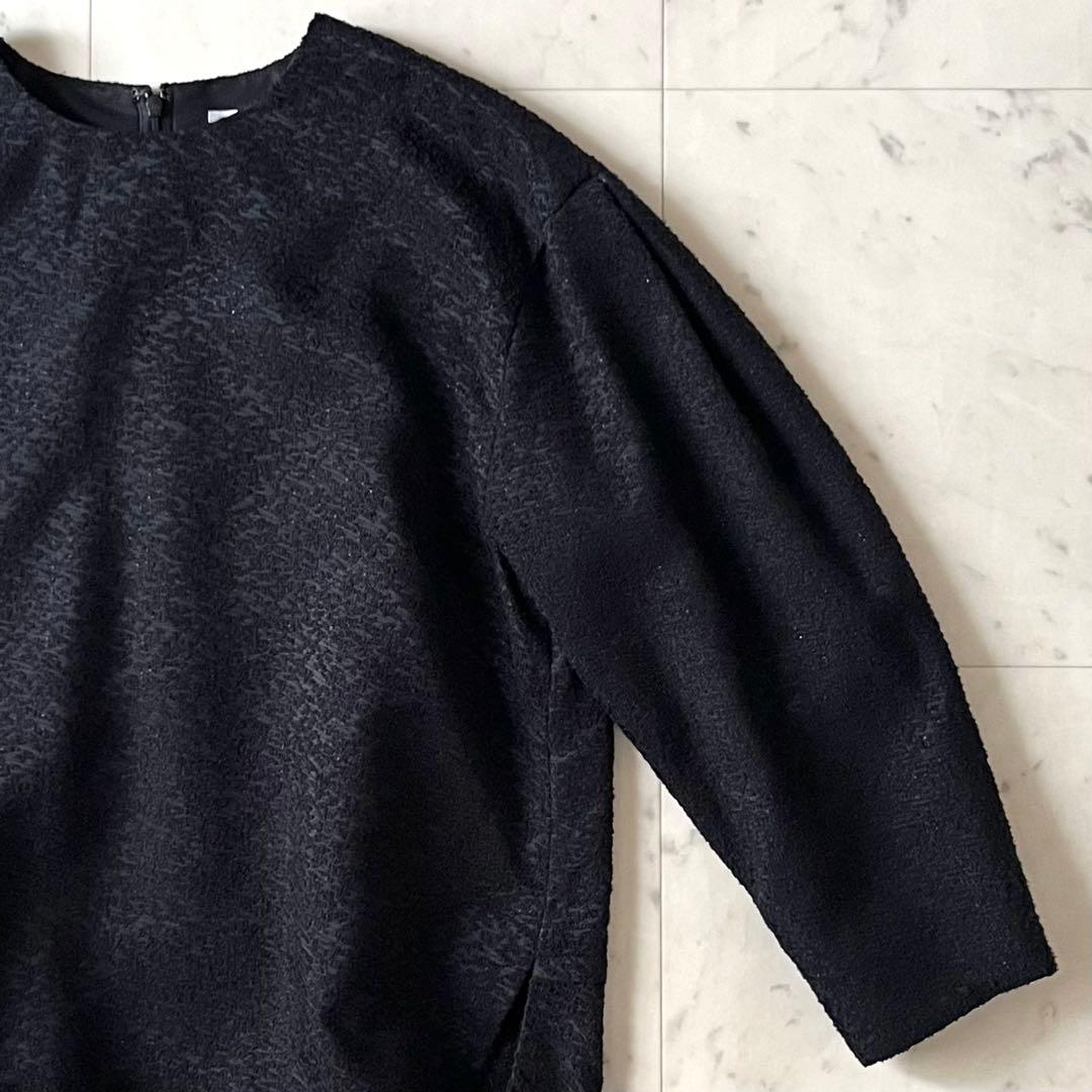 定価3,9万♪美品 アドーア ラメブークレブラウス 38 ブラック 黒 日本製