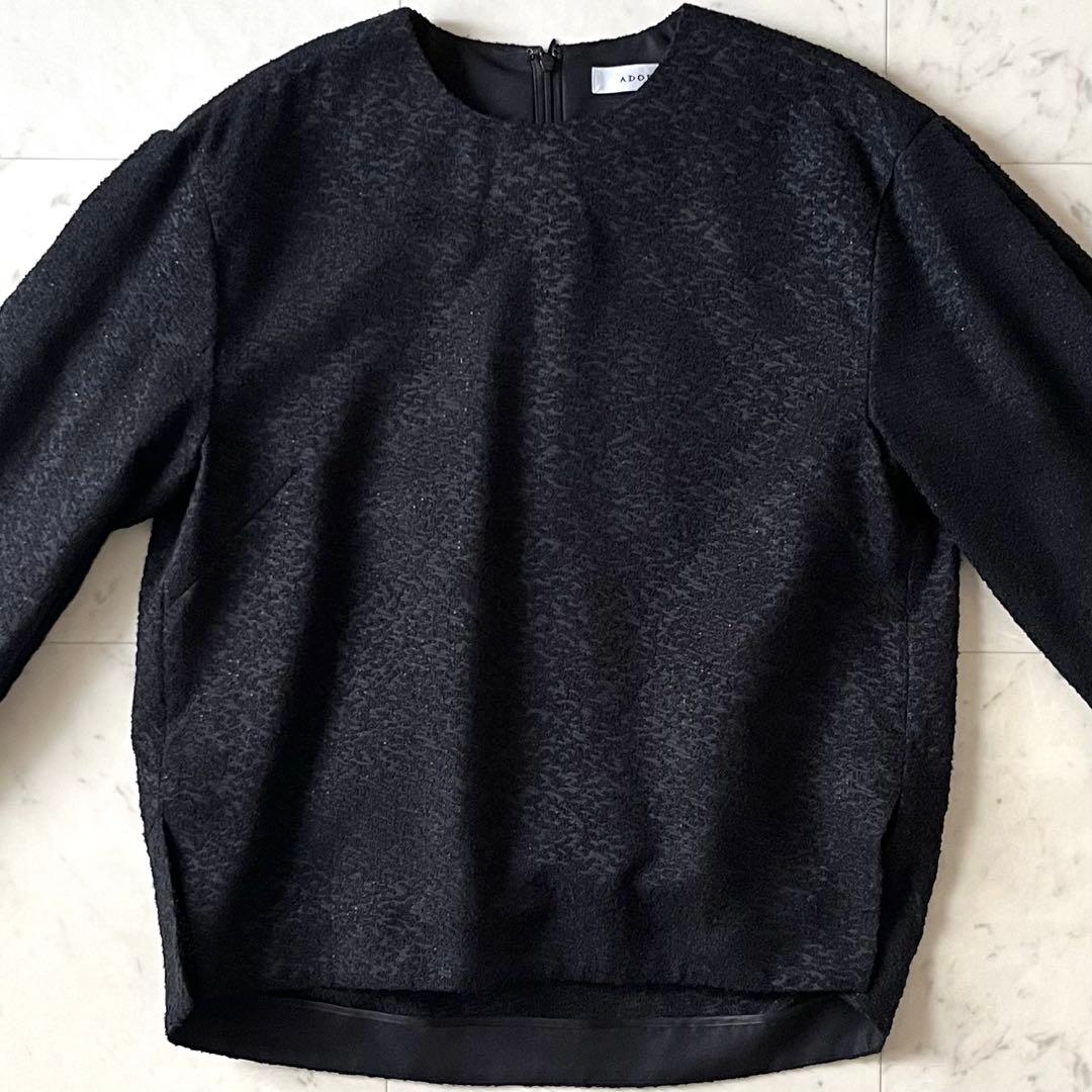 定価3,9万♪美品 アドーア ラメブークレブラウス 38 ブラック 黒 日本製