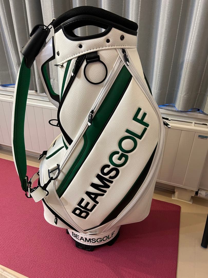 【美品】BEAMS GOLF ツアープロキャディバッグ ホワイト/グリーン
