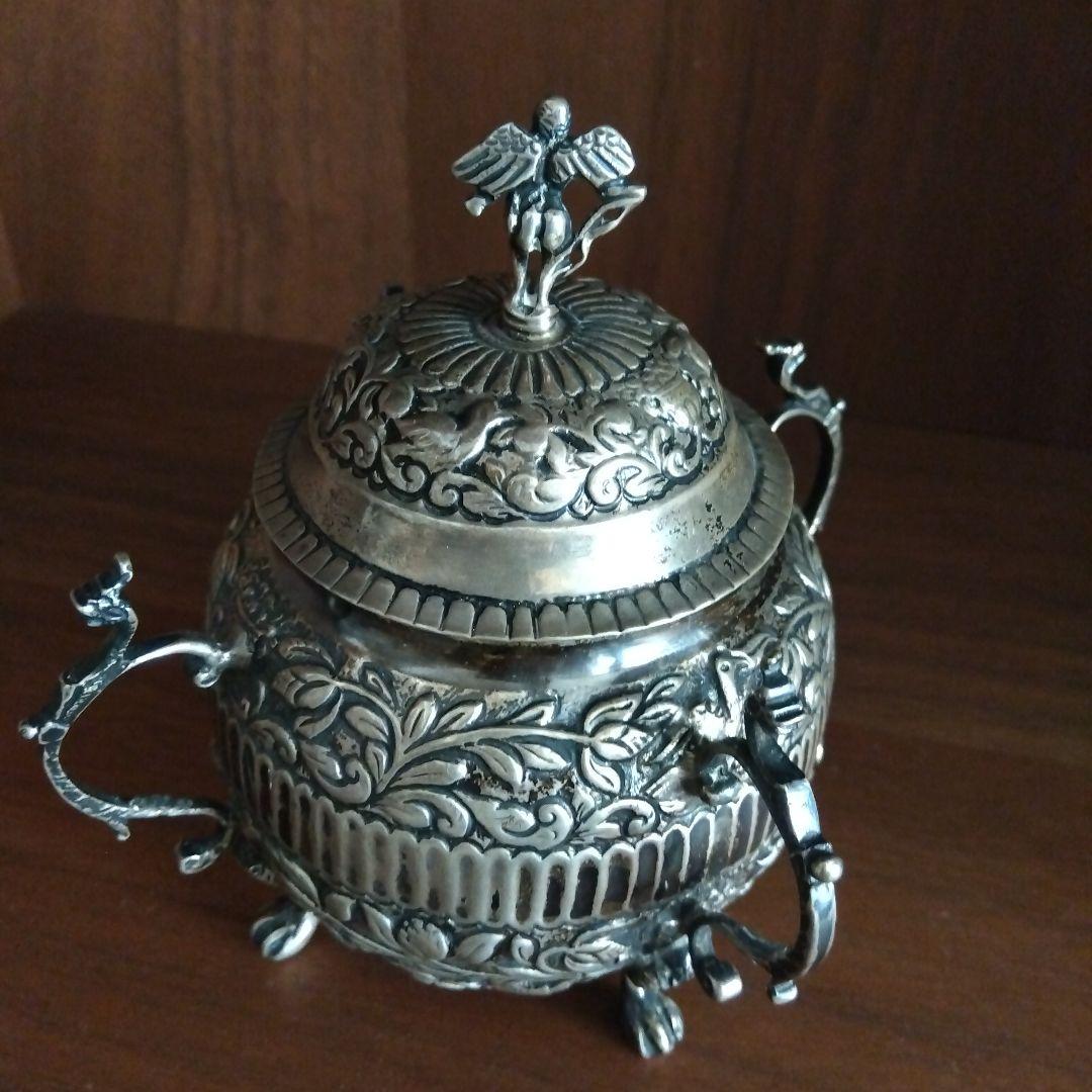 アンティーク ティーセット 銀メッキ 彫刻装飾 ヴィクトリアン風