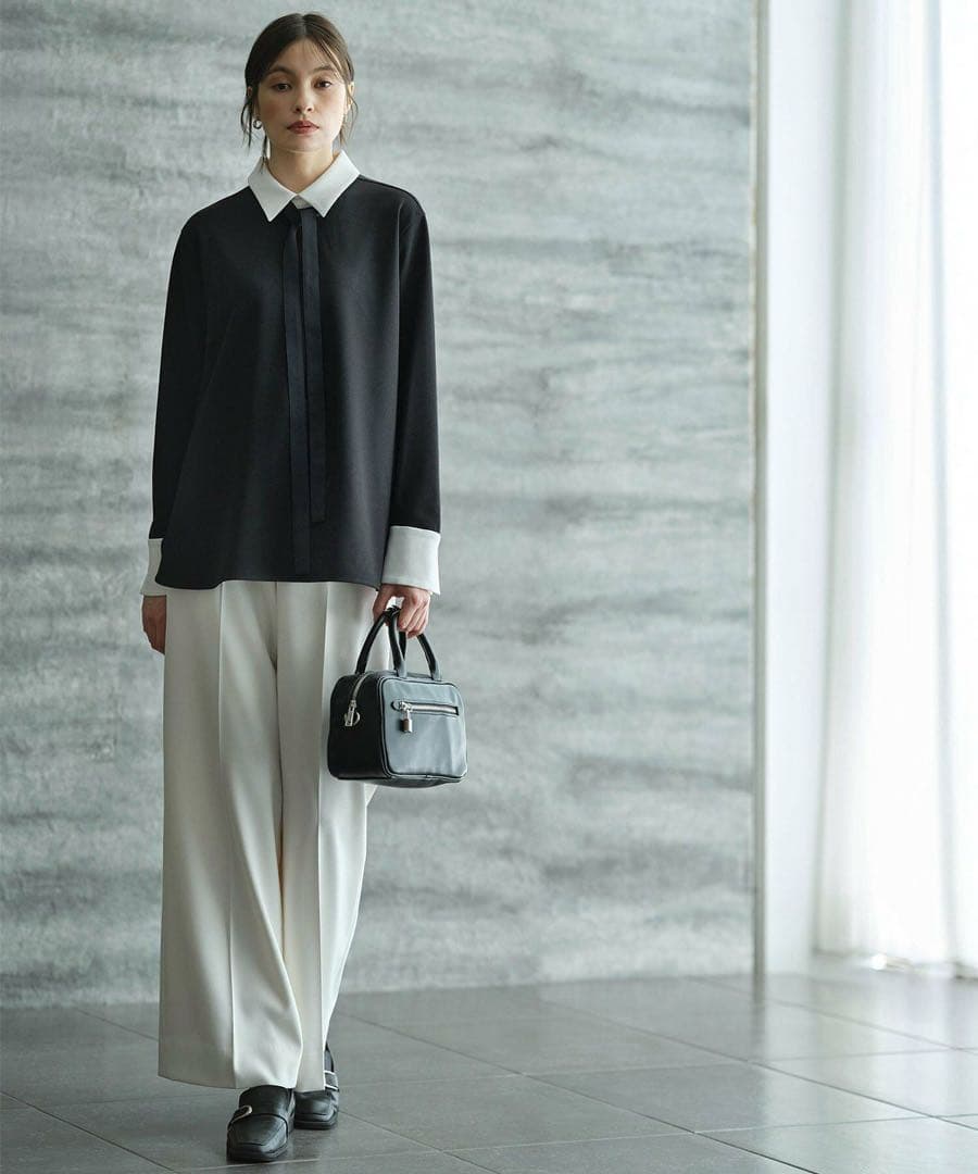 ICB 今季　マラボーテ　Ｗジョーゼット ボウタイ付き　シャツ　カラー　ブラウス