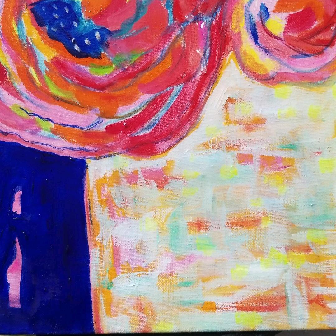 油絵　よっこ　まるまるとした大きいお花