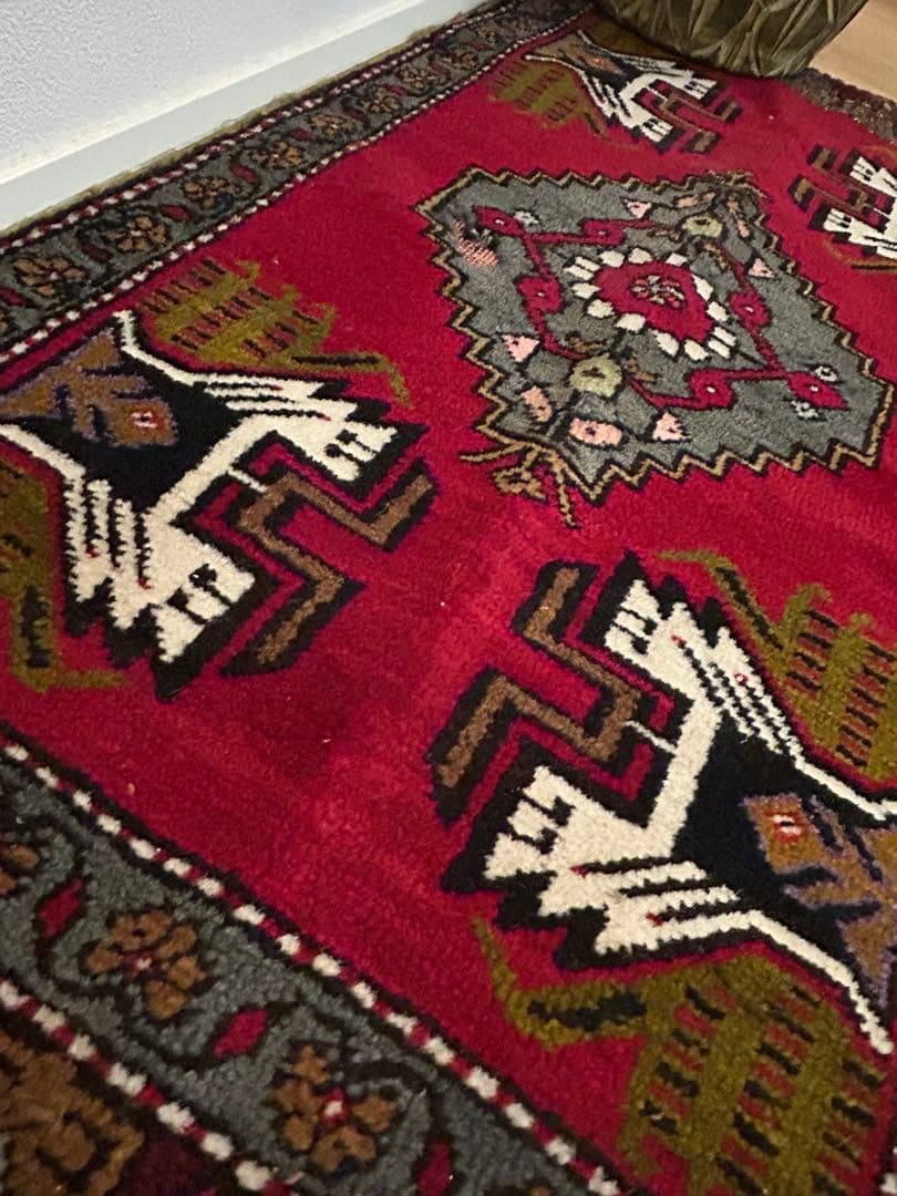 週末セール・トライバルラグ・トルコヴィンテージラグ・ウール約51×100cm