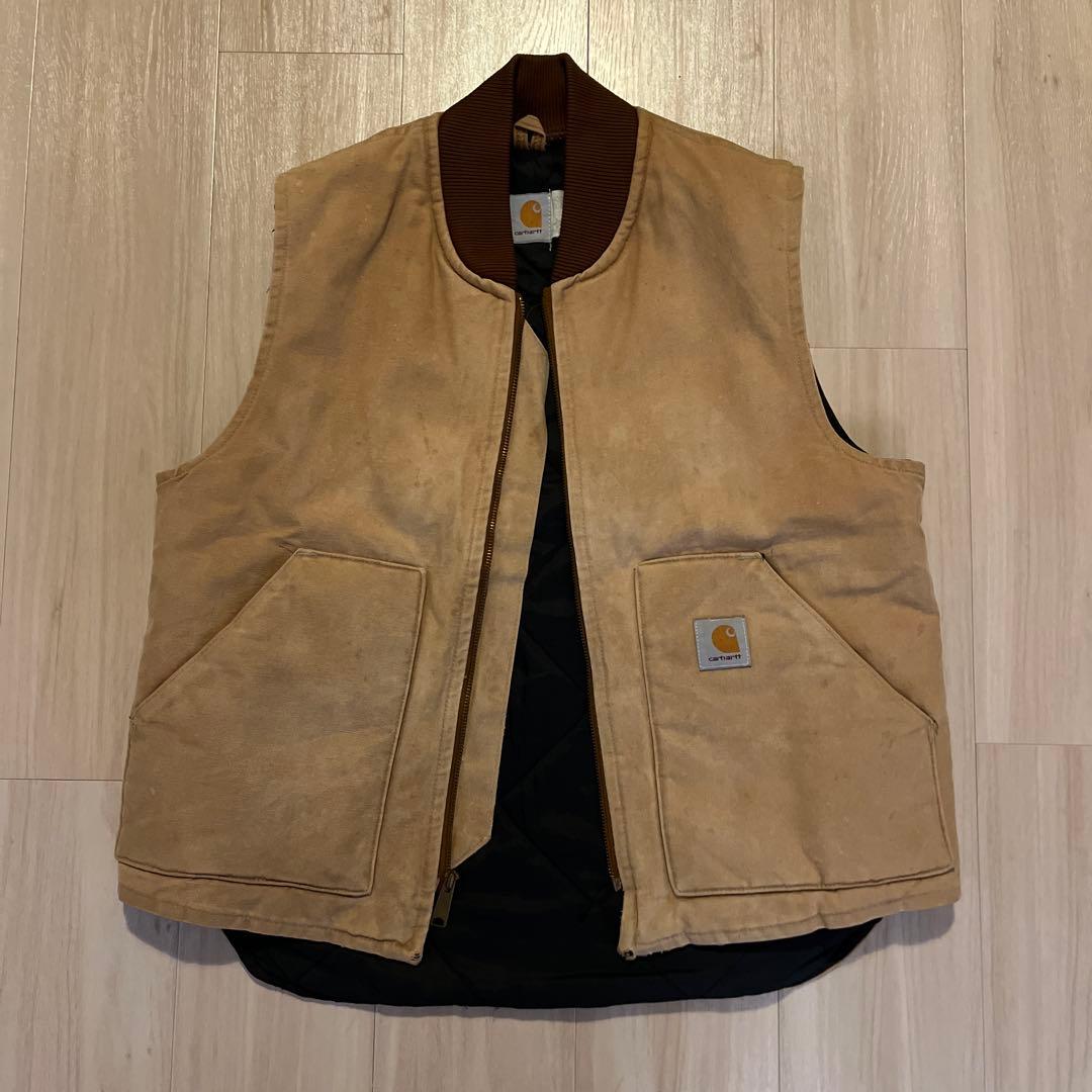 carhartt ベスト カーハート ダックベスト ベージュ キルティング　古着