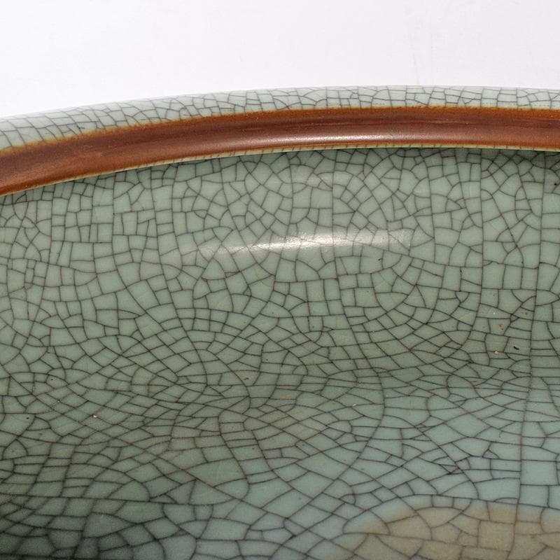 中国　官窯　金糸鉄線　氷裂文　大香炉　直径約39㎝　C　R7962B