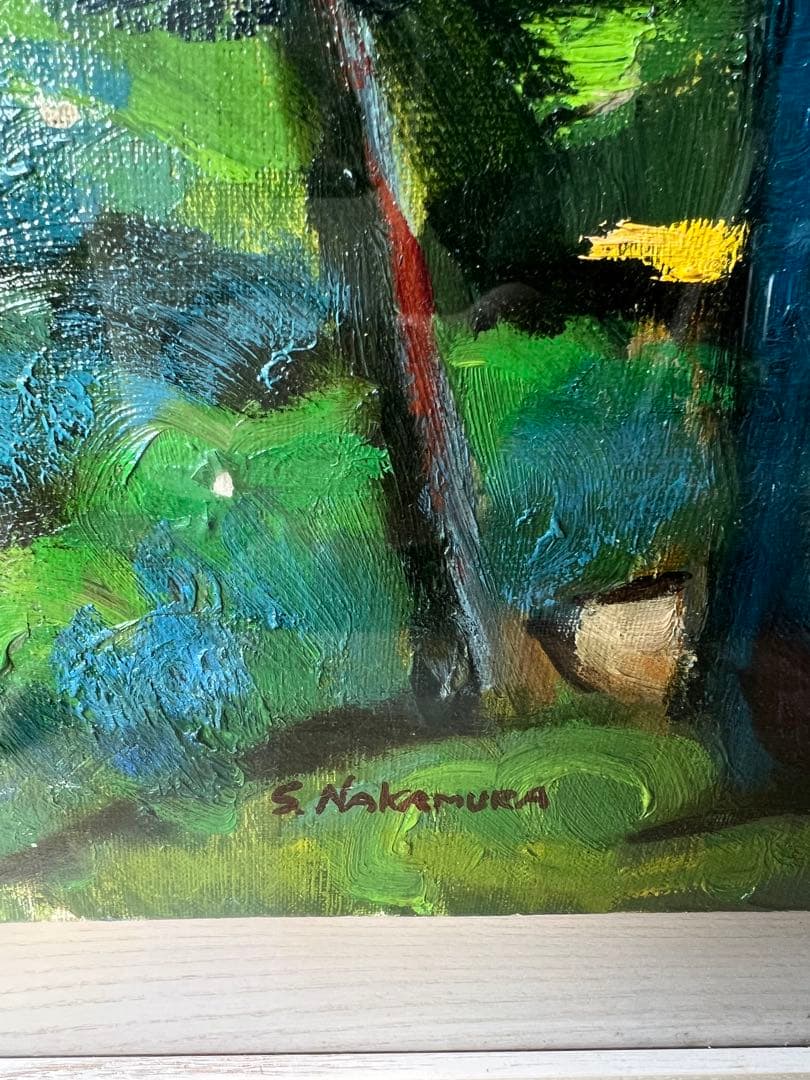 風景油彩画 子供たちが歩く