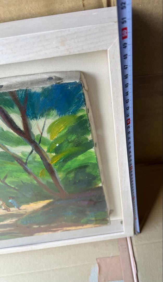 風景油彩画 子供たちが歩く