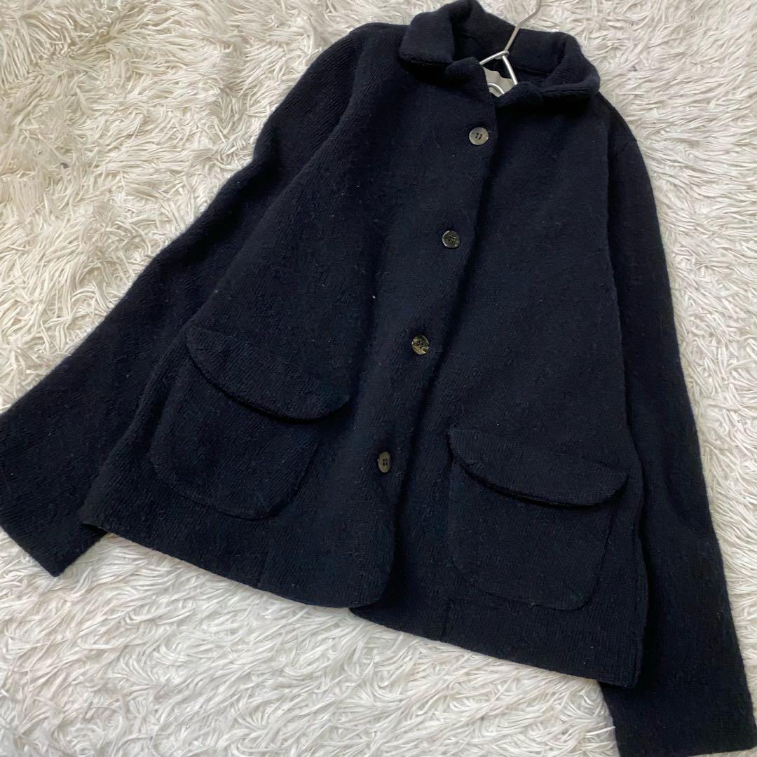 mon Sakata ウール100% ニットジャケット カーディガン 襟付き