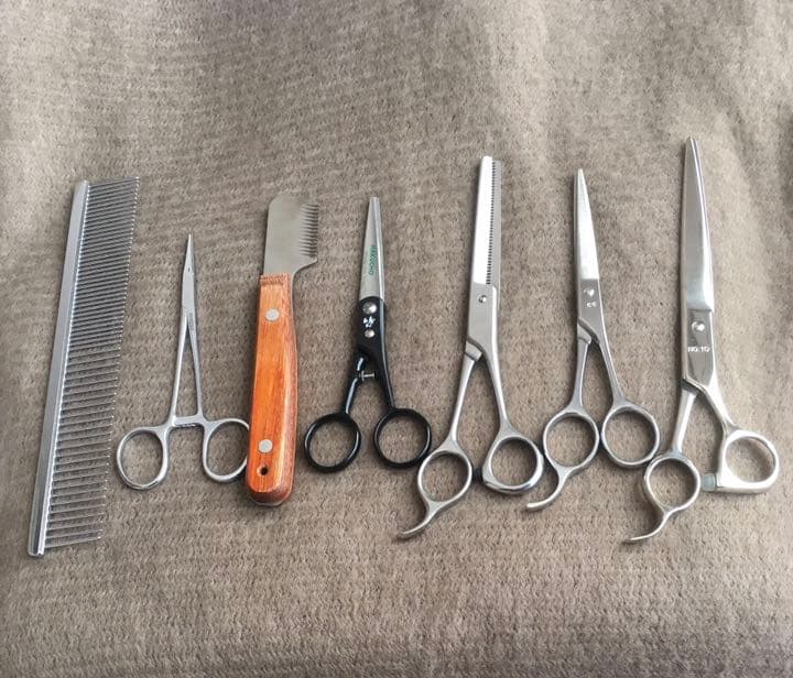 ペット用　トリミング　グルーミング　シザーセット　７点　犬　猫　プロ　学校