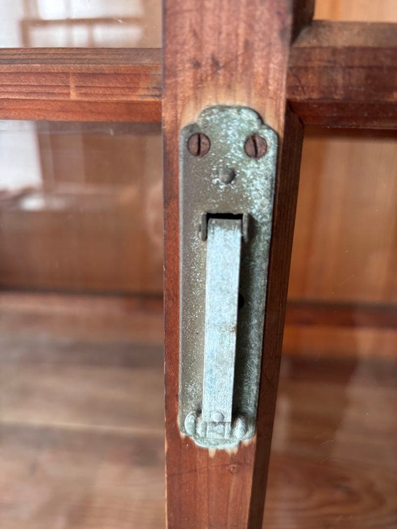 古い水屋　食器棚　ガラス棚　本棚　ガラスケース ショーケース　什器　天然木 2