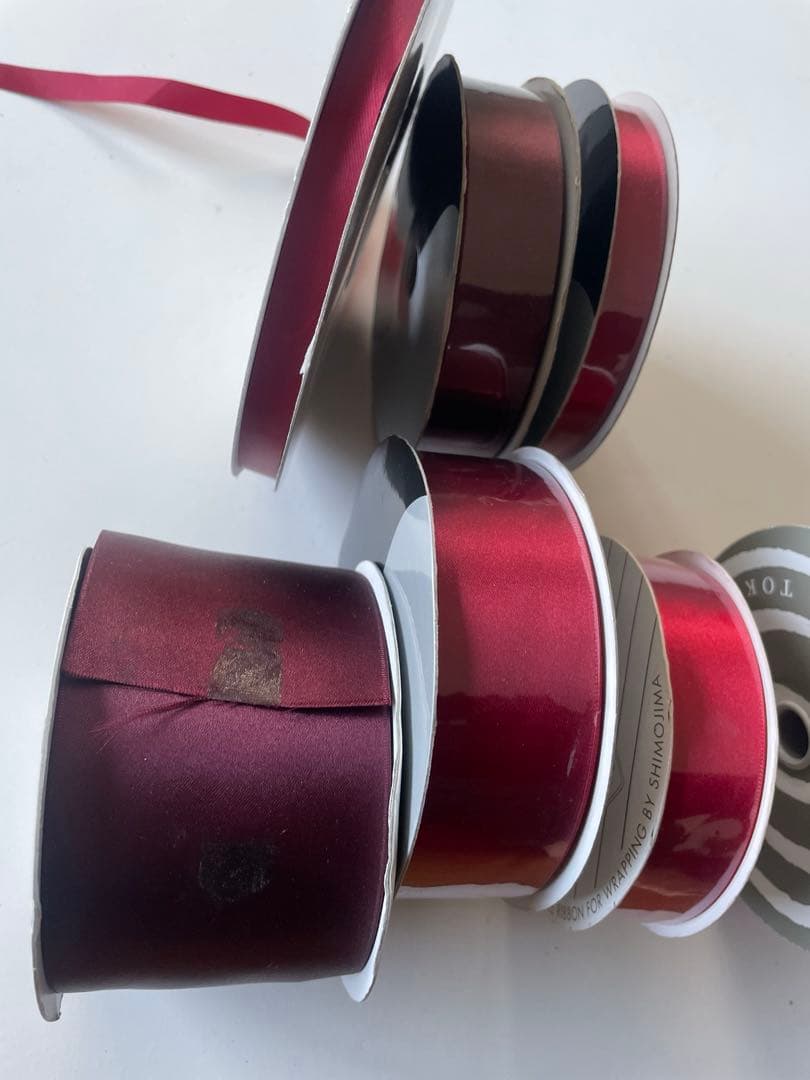 【3万円相当！】高級　サテンリボン　レッド　ボルドー　新品含む 7巻セット