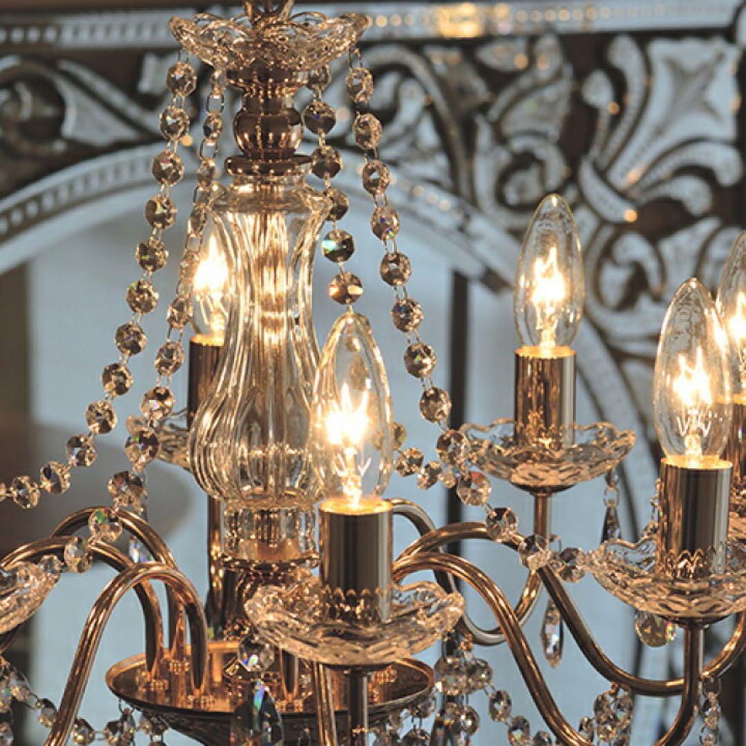 アスフォークリスタル使用 8灯シャンデリアマリーゴールド