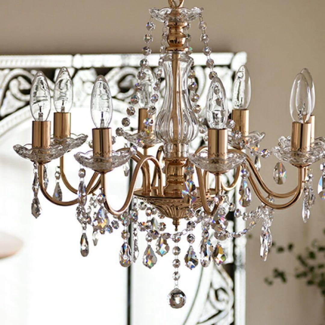 アスフォークリスタル使用 8灯シャンデリアマリーゴールド