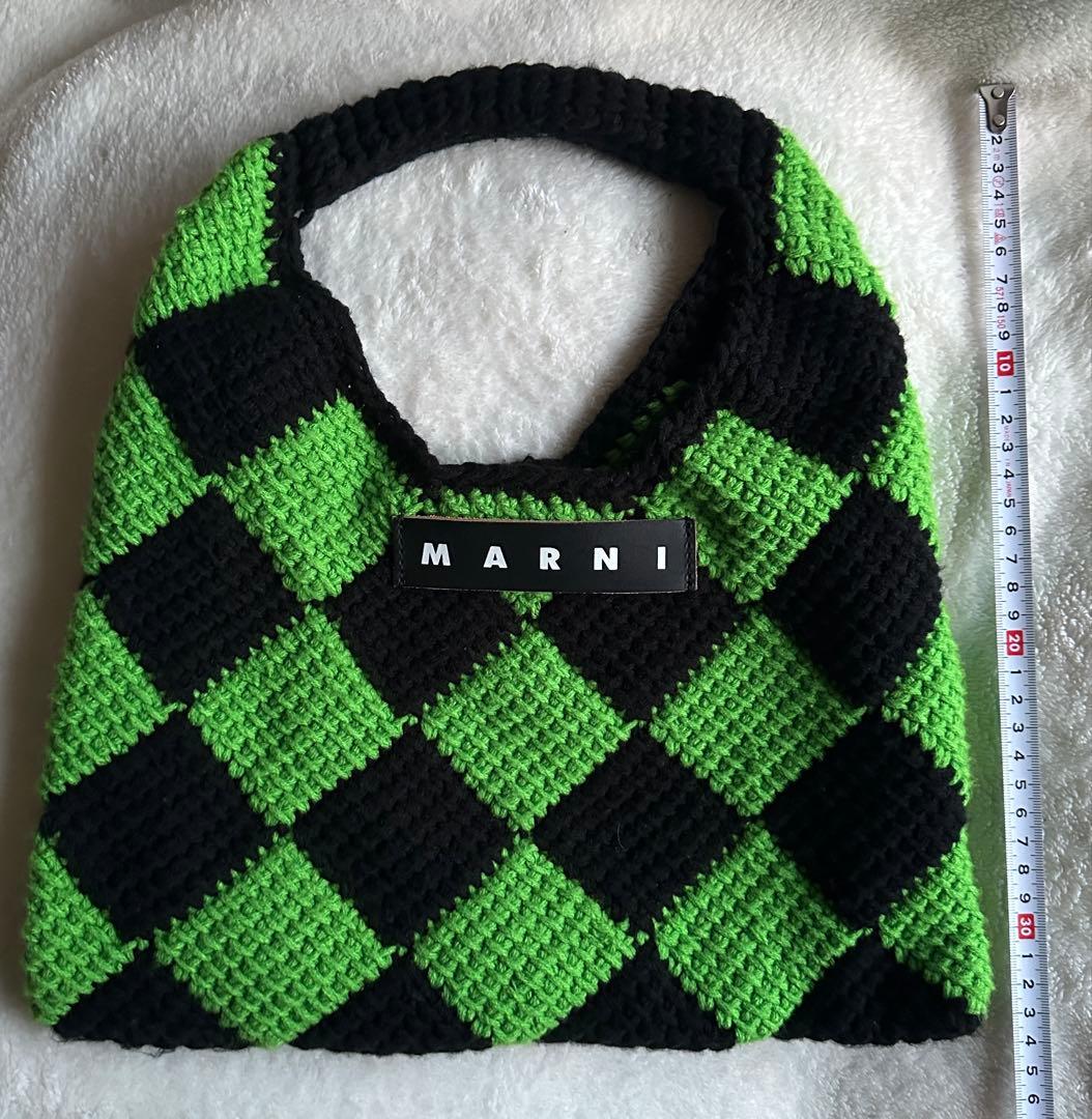 MARNI チェック柄トートバッグ グリーン/ブラック