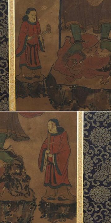 送料無料　江戸以前古い仏画 青面金剛