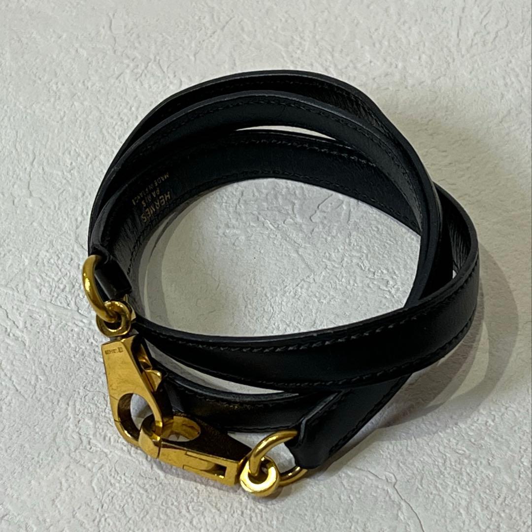 HERMES エルメス レザーショルダーストラップ 黒 金具 仏製