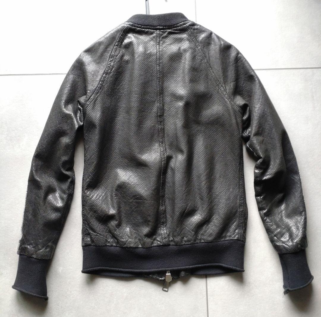 ブラックレザーシングルライダースジャケット