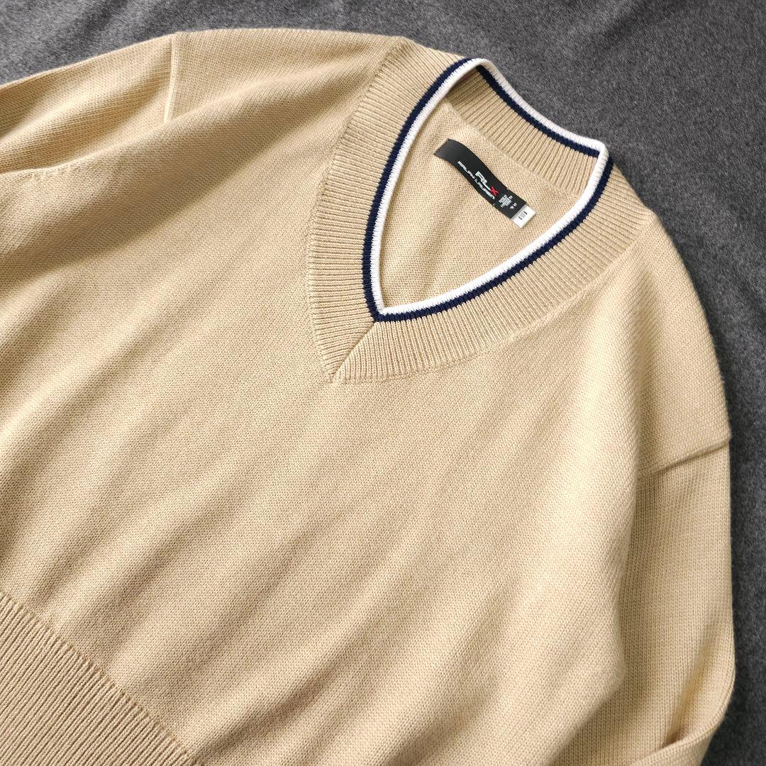 【RLXGOLF】現行QR付き 長袖Vネック チルデンニットセーターS ベージュ