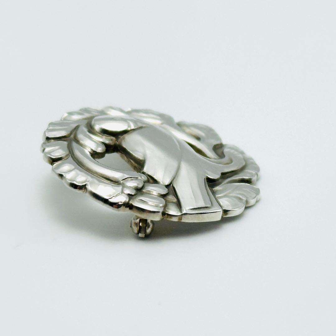   134 シルバーブローチ　バード　リーフ　925S