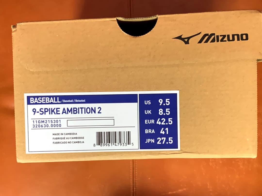 新品2026年USA限定MIZUNO野球用9-SpikeAmbi2☆27.5cm