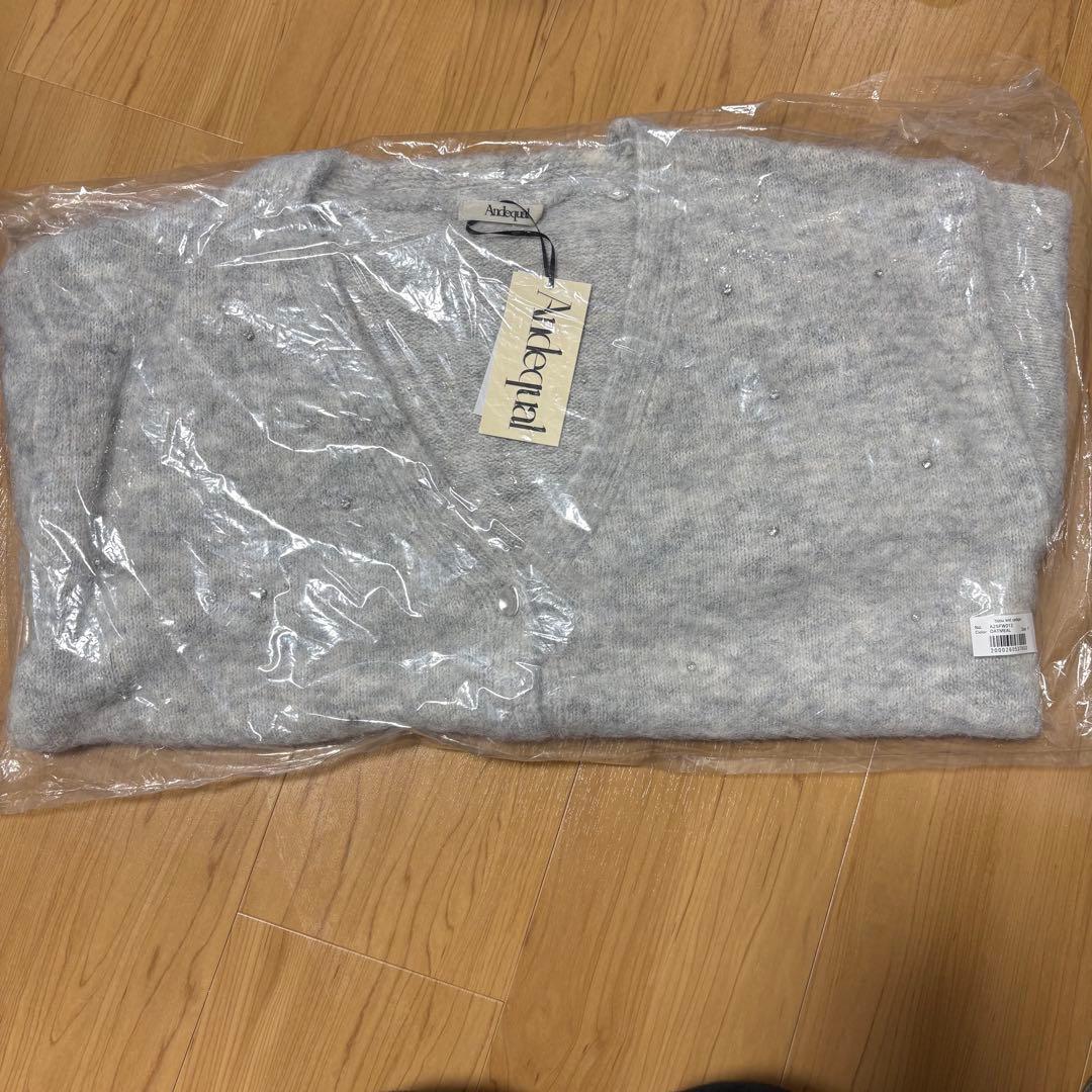 andequal ビジューニットカーディガン オートミール